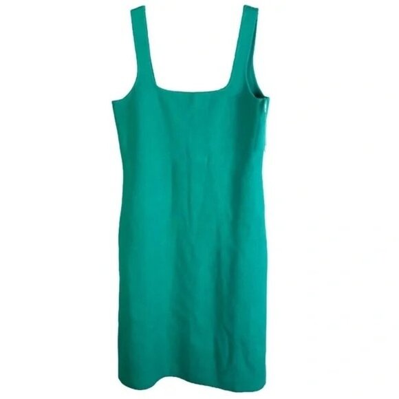 J. Crew Square Neck Knit Green Sleeveless Mini Dress - Picture 4 of 7